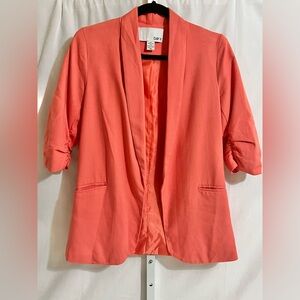 Bar lll Coral Blazer Lightweight 3/4 Ruched Sleeves Womens XS